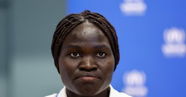 Member of the Refugee Olympic Team Perina Lokure Nakang poses for a photo on the sidelines of the Paris 2024 Olympic Games, Paris, France, July 28, 2024. (Reuters Photo)