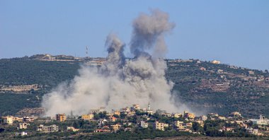 Smoke billows following an Israeli airstrike in the village of Chihine, southern Lebanon, July 28, 2024. (AFP Photo)