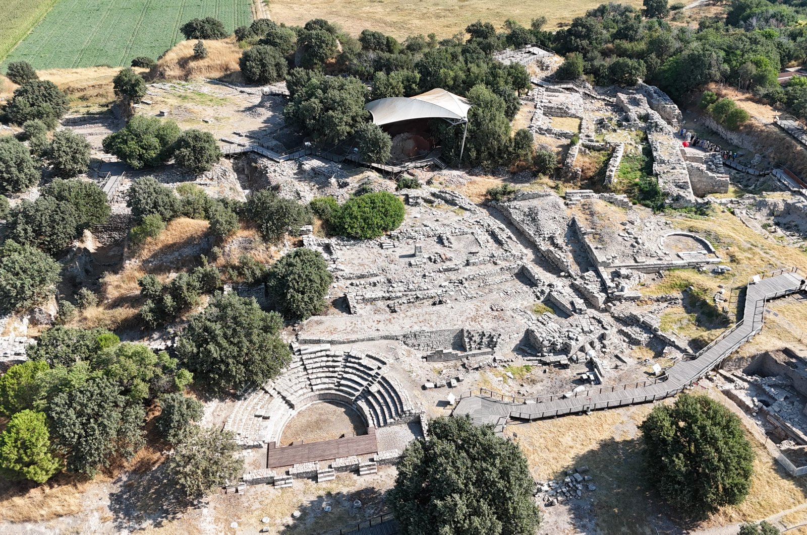 Situated in Tevfikiye village, Çanakkale, the Troy site was inscribed on UNESCO&#039;s World Heritage List in 1998, Çanakkale, Türkiye, July 29, 2024. (IHA Photo)