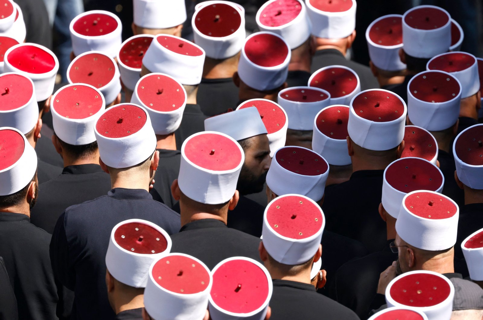 Druze elders, who follow an offshoot of Shiite Islam, gather during a funeral in Majdal Shams, in the Israel-occupied Golan Heights, July 28, 2024. (AFP Photo)