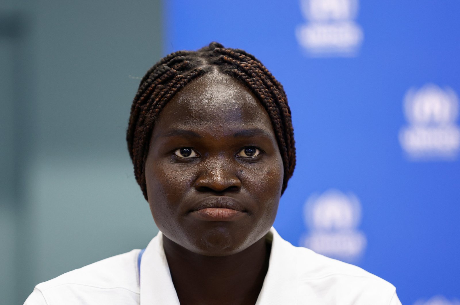 Member of the Refugee Olympic Team Perina Lokure Nakang poses for a photo on the sidelines of the Paris 2024 Olympic Games, Paris, France, July 28, 2024. (Reuters Photo)