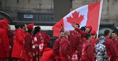The delegation from Canada sails along the Seine River during the opening ceremony of the Paris 2024 Olympic Games, Paris, France, July 26, 2024. (AFP Photo)