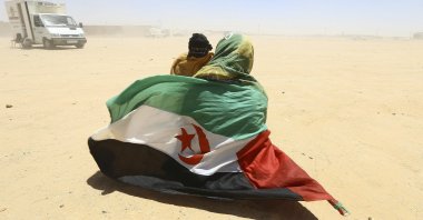 Saharaui refugees celebrate the 50th anniversary of the Polisario Front in the Aoussered camp, Algeria, May 20, 2023. (AP Photo)