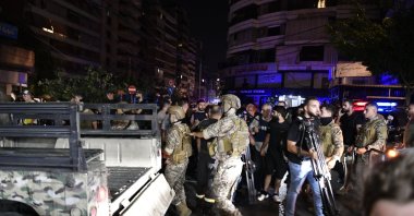  Army soldiers arrive near the site that was targeted by an Israeli strike, in the southern suburb of Beirut, Lebanon, July 30, 2024.(EPA Photo)