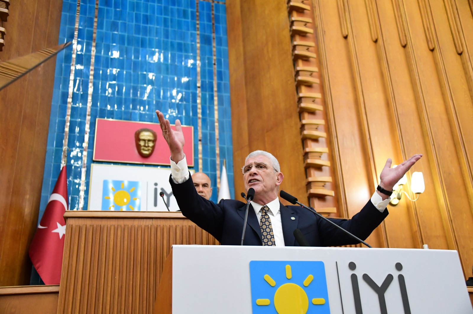 Good Party Chairperson Müsavat Dervişoğlu addressed a parliamentary group meeting of his party, Ankara, Türkiye, July 17, 2024. (DHA Photo)