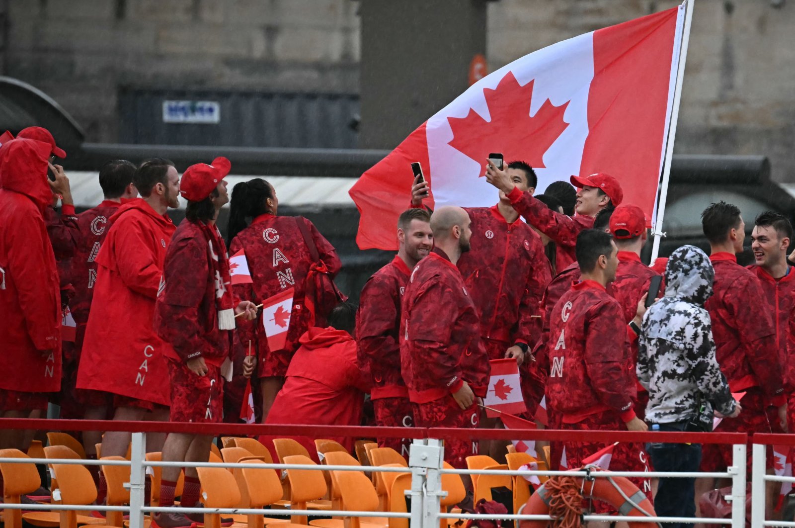 The delegation from Canada sails along the Seine River during the opening ceremony of the Paris 2024 Olympic Games, Paris, France, July 26, 2024. (AFP Photo)