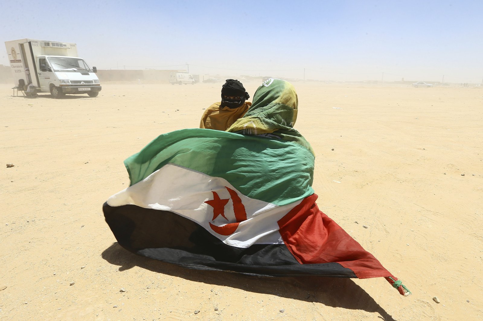 Saharaui refugees celebrate the 50th anniversary of the Polisario Front in the Aoussered camp, Algeria, May 20, 2023. (AP Photo)