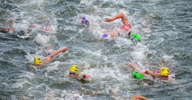 General view during the triathlon race at the Paris 2024 Olympics, Paris, France, July 31, 2024. (Reuters Photo)