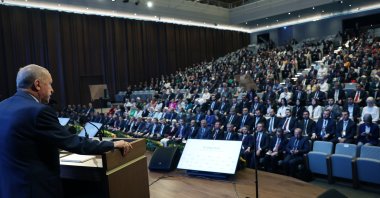 President Recep Tayyip Erdoğan speaks at an AK Party meeting in Ankara, Türkiye, July 30, 2024. (AA Photo)