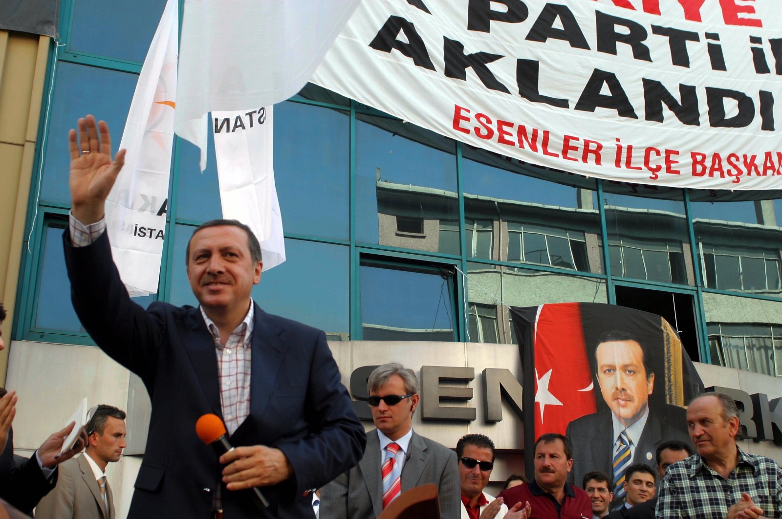 Then-Prime Minister Recep Tayyip Erdoğan speaks at an event celebrating the third anniversary of his Justice and Development Party (AK Party), Istanbul, Türkiye, July 15, 2004. (Sabah File Photo)