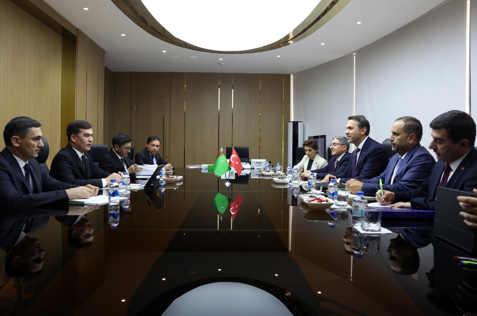 Energy and Natural Resources Minister Alparslan Bayraktar (3-R) met with Minister of Energy of Turkmenistan Annageldi Saparov (2-L) as part of his two-day visit to Turkmenistan, July 31, 2024. (AA Photo)