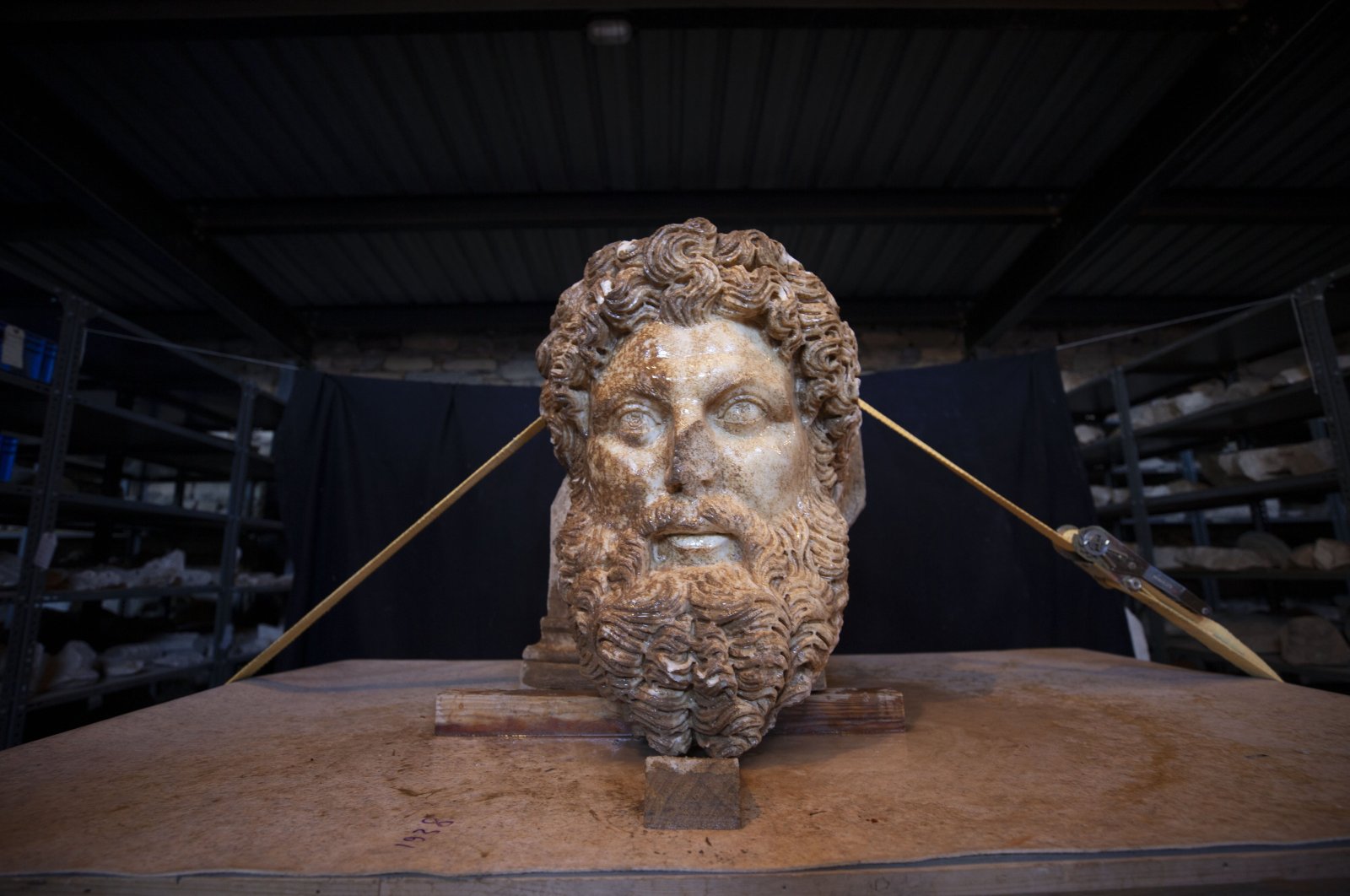 A colossal Zeus head is seen at the Aphrodisias Ancient City in Aydın, western Türkiye, July 30, 2024. (AA Photo)