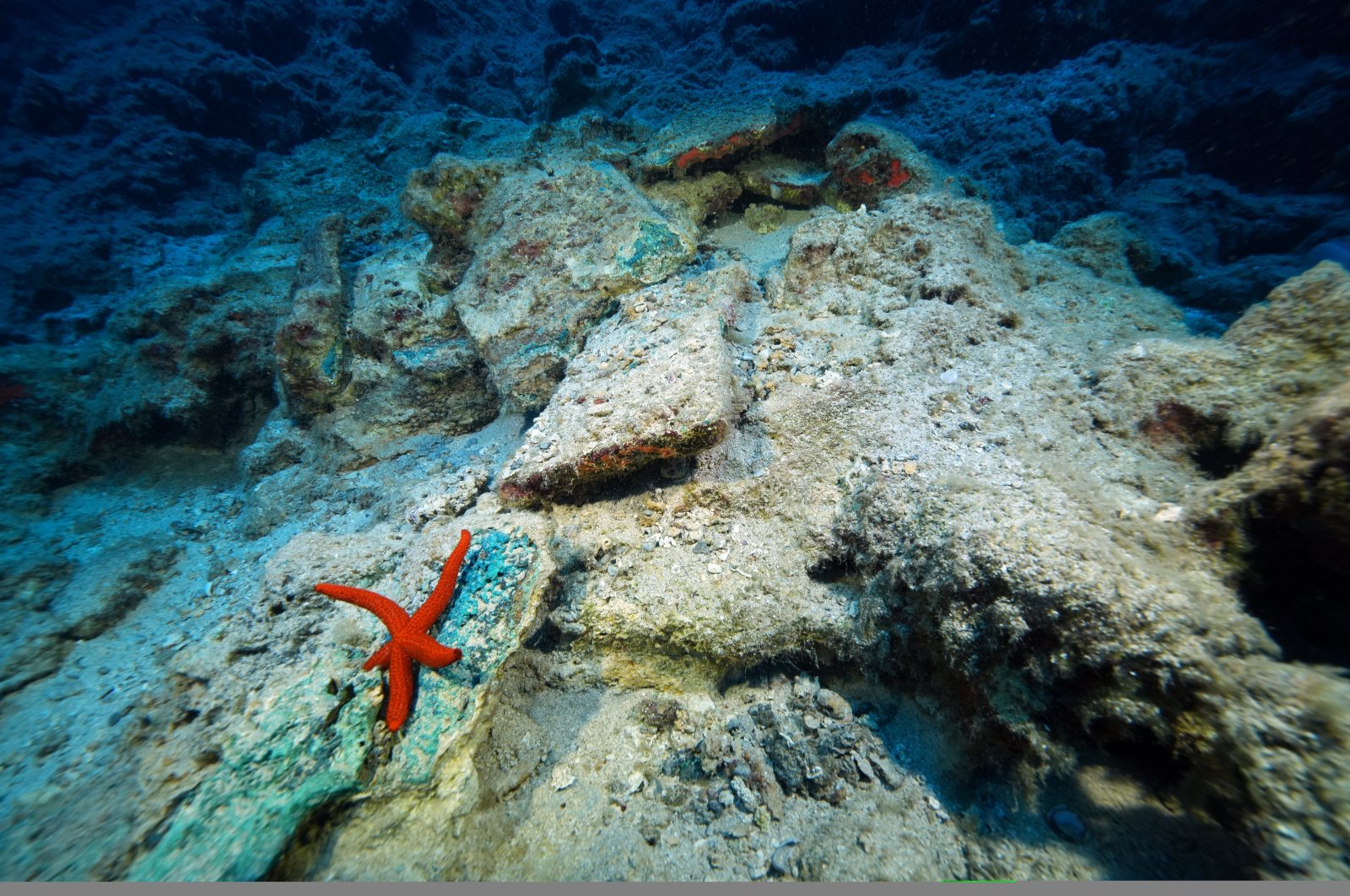 A view shows a part of the excavations of the Kumluca Middle Bronze Age Shipwreck, known as the world’s oldest known shipwreck, off the coast of Antalya, Türkiye, Aug. 1, 2024. (AA Photo)