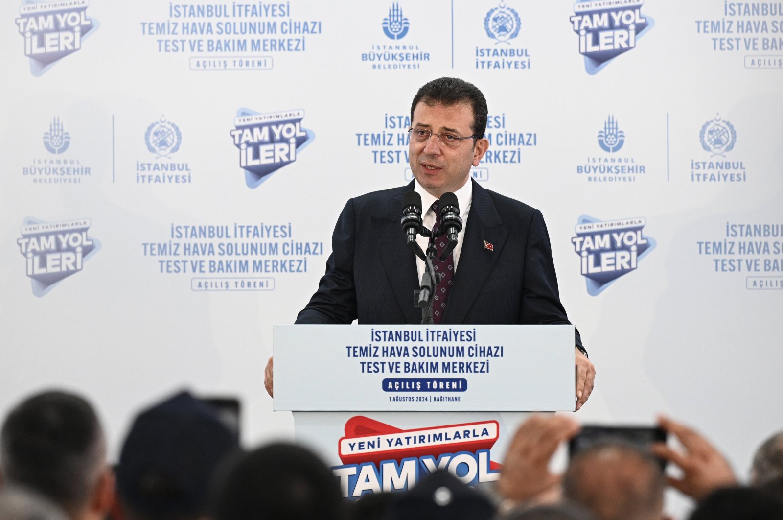 Istanbul Mayor Ekrem Imamoğlu speaks at an opening ceremony, Istanbul, Türkiye, July 1, 2024. (AA Photo)