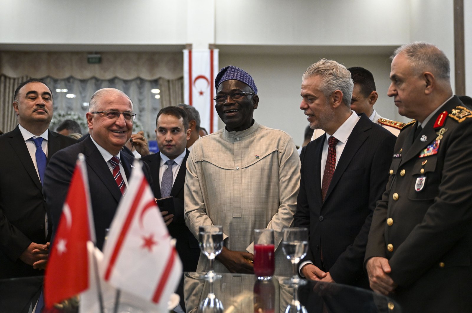 Defense Minister Yaşar Güler meets with ambassadors at the Turkish Cypriot reception, Ankara, Türkiye, Aug.1, 2024 (AA Photo)