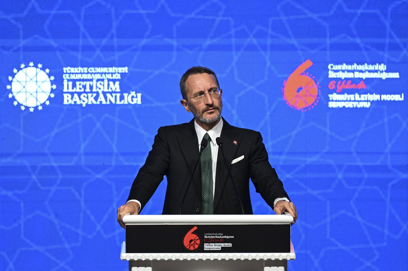 Presidential Communications Director Fahrettin Altun speaks at a communications symposium in Ankara, July 24, 2024. (AA Photo)