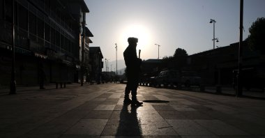 An Indian paramilitary soldier stands guard in Srinagar, the summer capital of Kashmir, July 15, 2024. (EPA Photo)