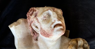 The discovery of colorful Hellenistic-era Skylla Group sculptures, preserved with their original paint, has thrilled archaeologists, Denizli, Türkiye, Aug. 3, 2024. (IHA Photo)