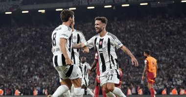 Beşiktaş players celebrate their win against Galatasaray, Istanbul, Türkiye, Aug. 3, 2024. (IHA Photo)