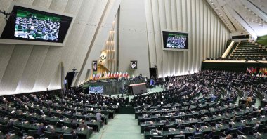 New Iranian President Masoud Pezeshkian addresses members of parliament after his swearing-in ceremony at parliament, Tehran, Iran, July 30, 2024. (AFP Photo)