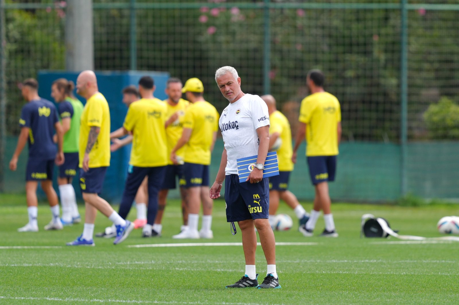 Fenerbahçe coach Jose Mourinho during training ahead of the team&#039;s UEFA Champions League third round qualifiers match against Lille, Valenciennes, France, Aug. 5, 2024. (AA Photo)