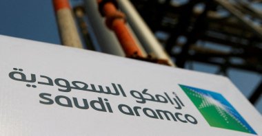Saudi Aramco logo is pictured at the oil facility in Abqaiq, Saudi Arabia, Oct. 12, 2019. (Reuters Photo)