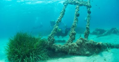 A wreck in the Gallipoli Historical Underwater Park, Çanakkale, northwestern Türkiye, July 2024. (Courtesy of Directorate of Gallipoli Historic Site)