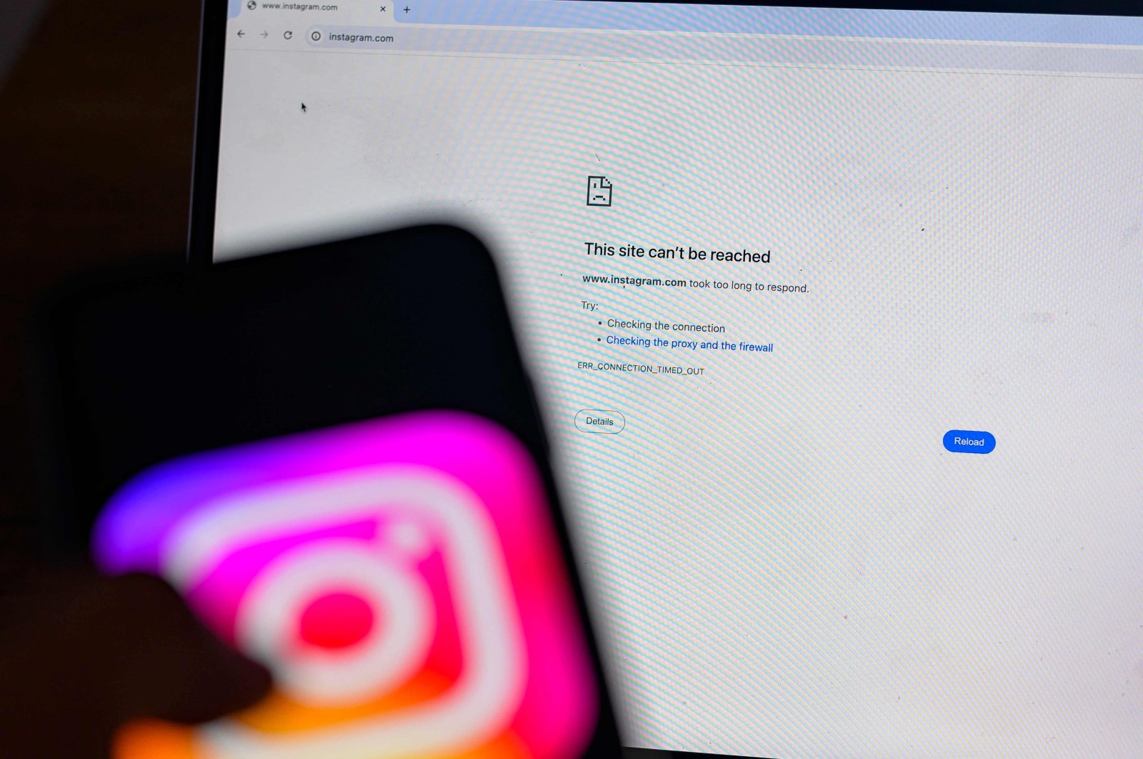 A web page of the Instagram application after it was blocked by Turkish authorities, Istanbul, Türkiye, Aug. 2, 2024. (AFP Photo)