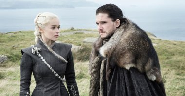 A still shot taken from &quot;Game of Thrones&quot; shows Khaleesi (Emilia Clark) and Jon Snow (Kit Harington).