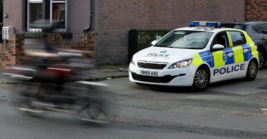 Police officers patrol, amid rioting across the country in which mosques and Muslims have been targeted, Liverpool, U.K., Aug. 6, 2024. (Reuters Photo)