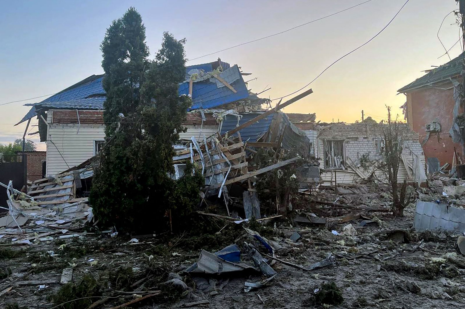 A house damaged in a Ukrainian attack on the town of Sudzha, Kursk Region, Russia, Aug. 6, 2024. (AFP Photo)