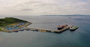 An aerial view shows the crude oil terminal Kozmino on the shore of Nakhodka Bay near the port city of Nakhodka, Russia, June 13, 2022. (Reuters Photo)