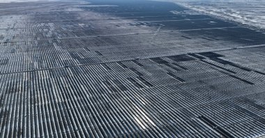 A photo taken with a drone shows the Kalyon PV Karapınar Solar Power Plant in Konya, central Türkiye, Feb. 2, 2023. (EPA Photo)