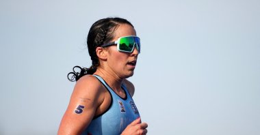 Belgium&#039;s Claire Michel in action during the Paris 2024 Olympics Women&#039;s Individual Triathlon, Paris, France, July 31, 2024. (Reuters Photo) 