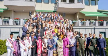 Participants pose for a group photo to mark ASEAN Day at a celebration event at the Indonesian Embassy in the capital Ankara, Türkiye, Aug. 8, 2024. (Photo Courtesy of the Indonesian Embassy)