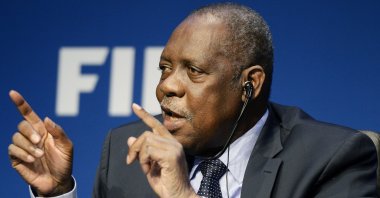 The late Issa Hayatou, then-acting FIFA president, speaks during a news conference at FIFA Headquarters, Zurich, Switzerland, Dec. 3, 2015. (AP Photo)