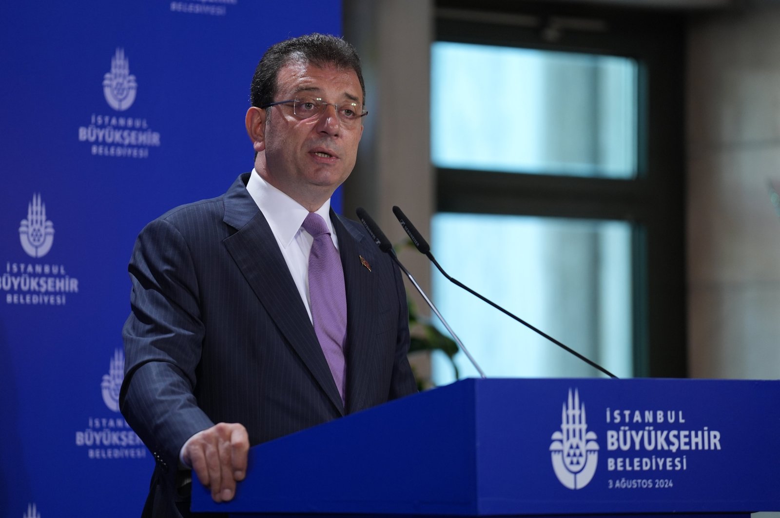 Istanbul Mayor Ekrem Imamoğlu is seen during a press conference, Istanbul, Türkiye, Aug.8, 2024 (AA Photo)