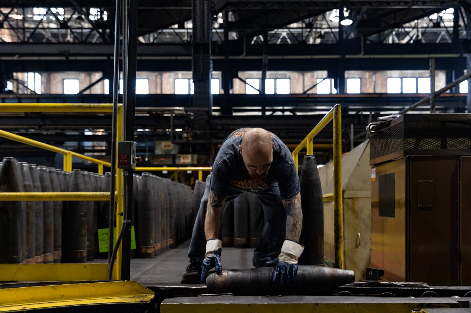 155mm artillery shells in the production shop at the Scranton Army Ammunition Plant in Scranton, Pennsylvania, April 12, 2023. (Getty Images, File Photo)