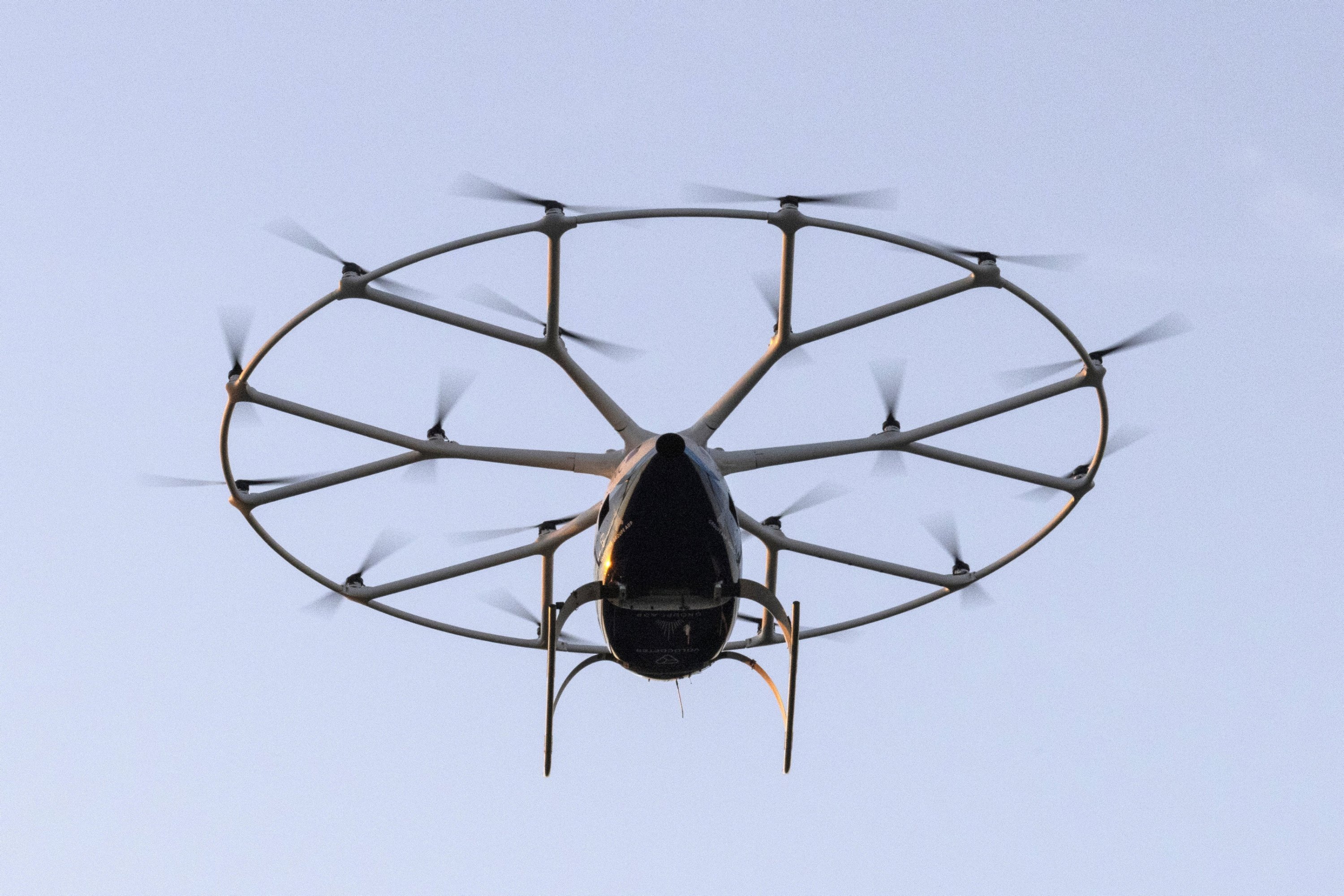 The VoloCity flies during a test flight, Versailles, Paris, France, Aug. 11, 2024. (EPA Photo)