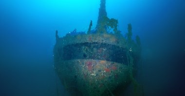 Divers reached the M/V Ulla, which sank Sept. 6, 2004, with 2,200 tons of toxic waste, Hatay, Türkiye, July 7, 2024. (AA Photo)