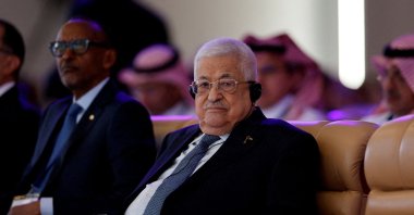 Palestinian President Mahmoud Abbas attends the World Economic Forum (WEF), Riyadh, Saudi Arabia, on April 28, 2024. (Reuters Photo)