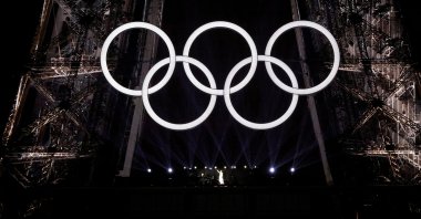 Canadian singer Celine Dion performs at the Eiffel Tower during the opening ceremony of the Paris 2024 Olympic Games in Paris, France, July 26, 2024. (AFP Photo)