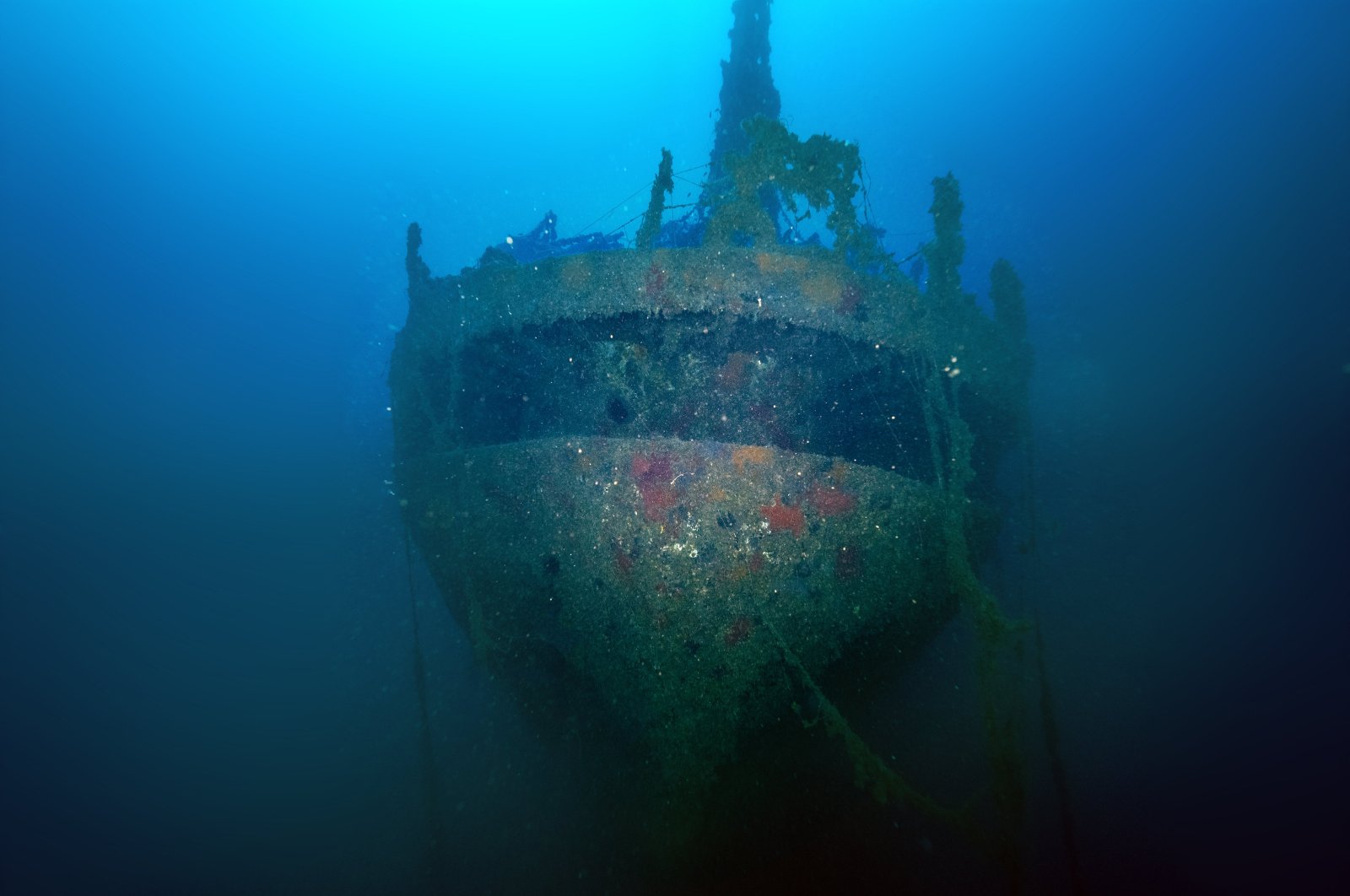 Divers reached the M/V Ulla, which sank Sept. 6, 2004, with 2,200 tons of toxic waste, Hatay, Türkiye, July 7, 2024. (AA Photo)