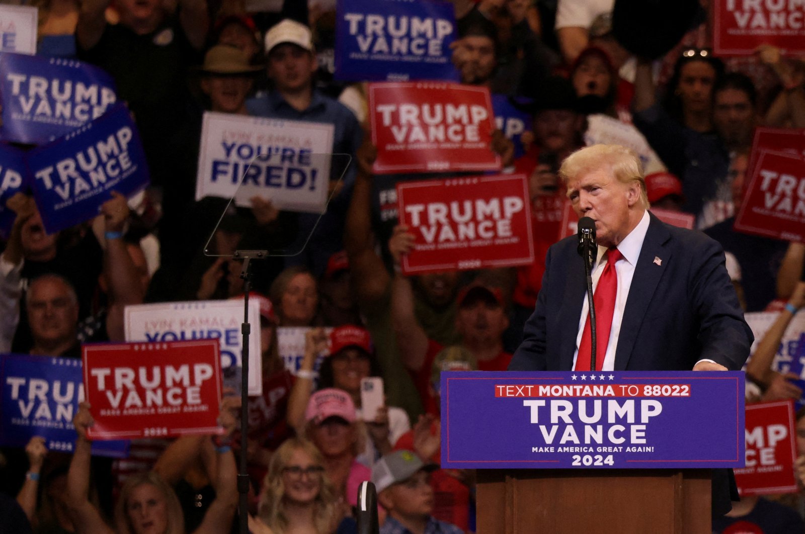 Republican presidential nominee and former U.S. President Donald Trump attends a campaign rally in Bozeman, Montana, U.S., Aug. 9, 2024. (Reuters Photo)