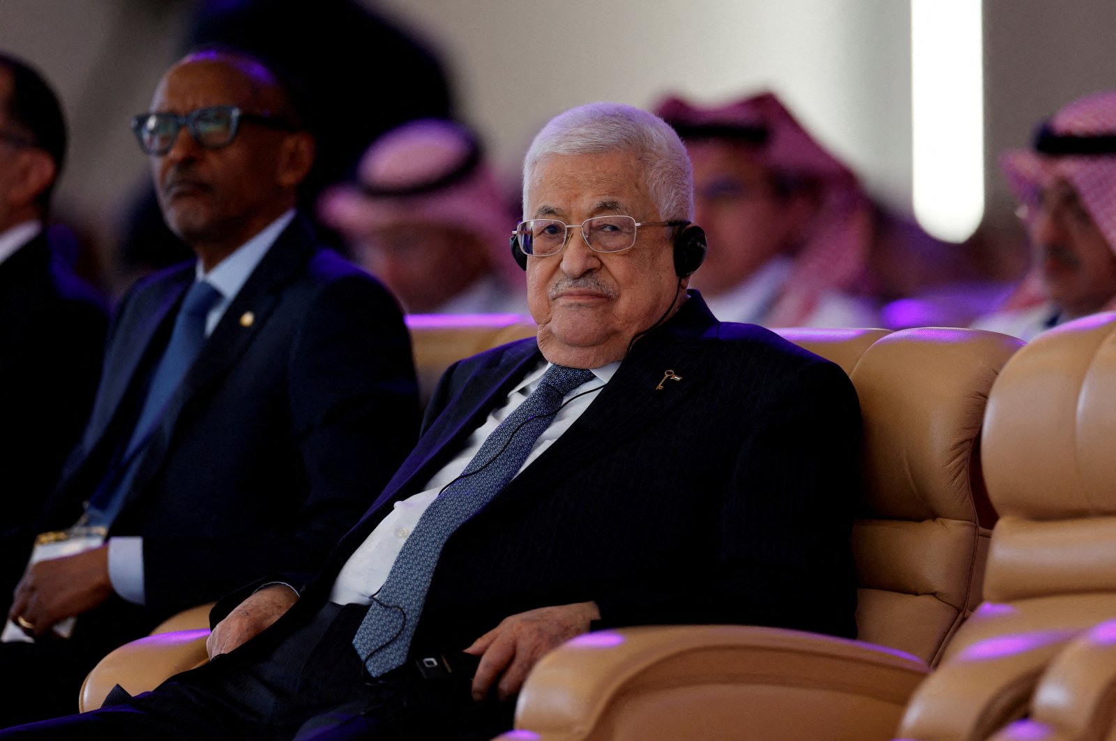 Palestinian President Mahmoud Abbas attends the World Economic Forum (WEF), Riyadh, Saudi Arabia, on April 28, 2024. (Reuters Photo)