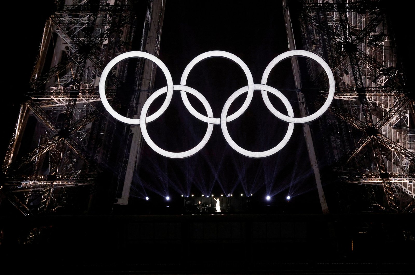 Canadian singer Celine Dion performs at the Eiffel Tower during the opening ceremony of the Paris 2024 Olympic Games in Paris, France, July 26, 2024. (AFP Photo)