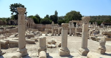 Historical columns at the Stratonikeia archaeological city, Muğla, Türkiye, Aug. 10, 2024. (AA Photo)