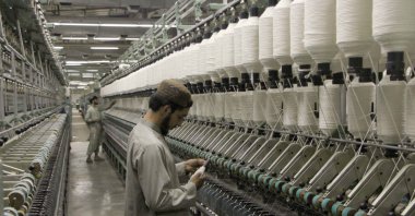 An Afghan laborer works at the Nakhi cotton textile factory in Kandahar, Afghanistan, Aug. 8, 2024. (EPA Photo)