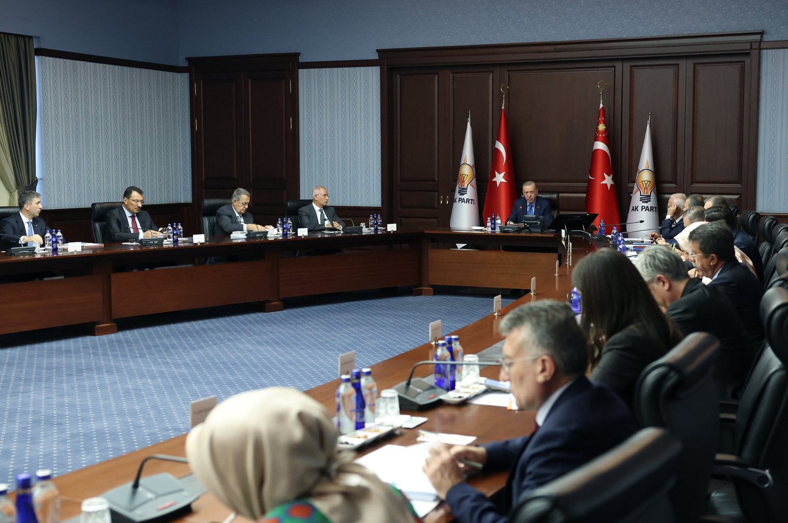 President Recep Tayyip Erdoğan chairs the Justice and Development Party&#039;s (AK Party) central executive committee meeting, Ankara, Türkiye, Aug. 12, 2024. (AA Photo)