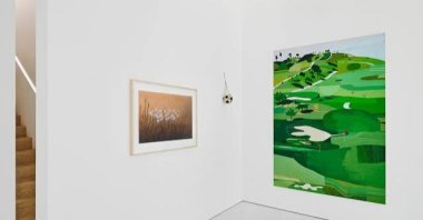 Artwork is exhibited on the walls in &#039;The Art of the Olympics&#039; exhibition, Paris, France, Aug. 12, 2024. (Photo by Funda Karayel)